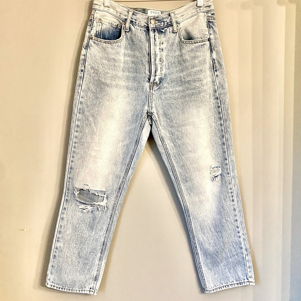 Twelve by Ontwelfth High Rise Distressed Light Wash Jeans